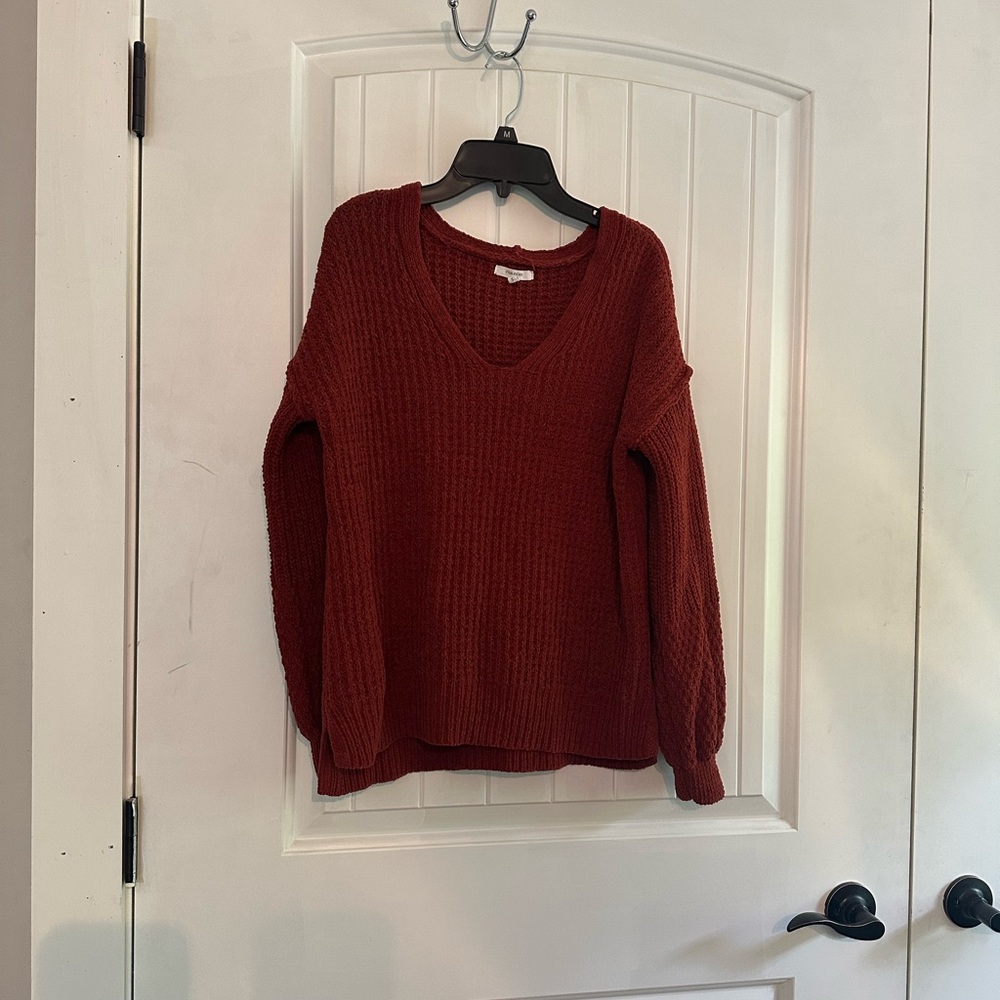 Maurices V-Neck Red Sweater Cozy Knit